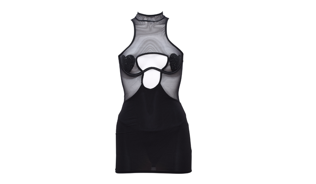 Black mesh sexy lingerie dress set Netherlands Erisca