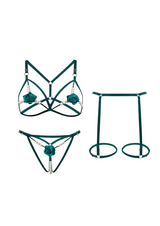 Rose & Pearl Strappy Harness Lingerie Set